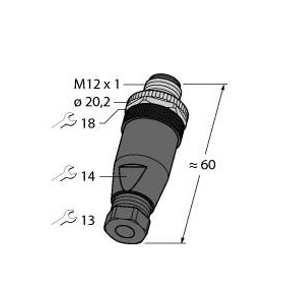 Field-Wireable Connector Male Connector M12 × 1, Straight   BMS8141-0 image 2