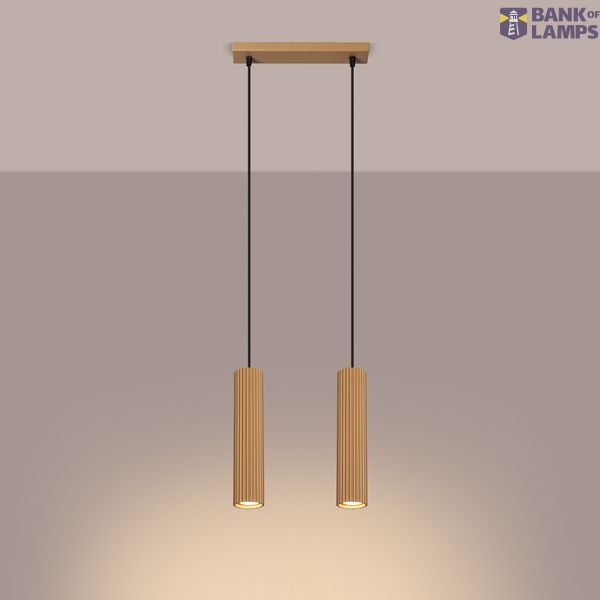 DOUBLE HANGING LAMP WITH GOLDEN ROSETTLE FOR GU10 FROM THE KERBON FAMILY image 7