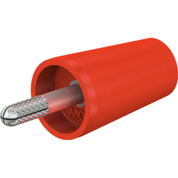 Screw-clamping adapter, 4 mm plug, spreadable to 4 mm socket, red, CAT II, 24.0161-22 image 1