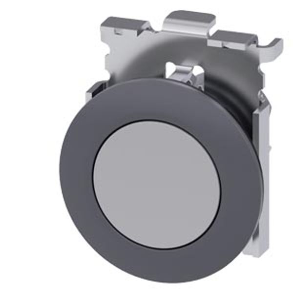 Pushbutton, 30 mm, round, metal, matte, gray, front ring for flush installation, momentary contact type image 1