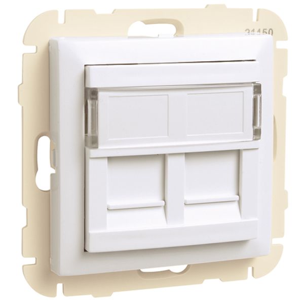 COV RING W/DOUB SUPPORT F/RJ45 CONNECT WHITE image 1