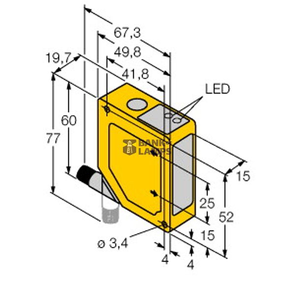 Photoelectric Sensor Triangulation Sensor with Switching Output   Q50BVNQ image 1