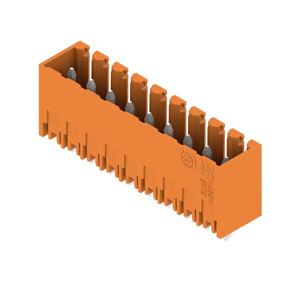 PCB plug-in connector, male header, closed side, THT solder connection, 3.50 mm, Number of poles: 9, 180°, Solder pin length (l): 3.2 mm, tinned, orange, Box image 2