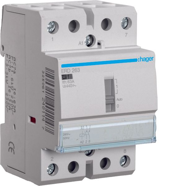 Override Contactor 63A, 2NO, 24VAC image 1