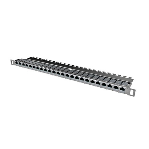 preLink/fixLink Panel (empty) 19" 0.5U 24xRJ45, Stainless image 1