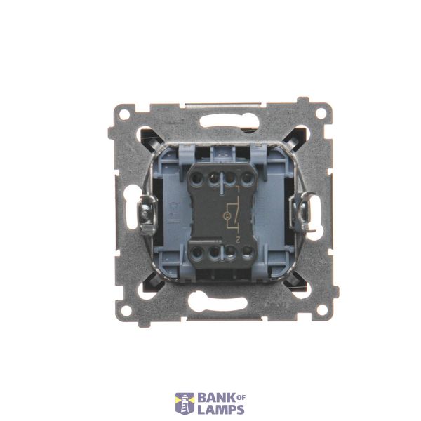 Double two-way switch with indicator light, LED not replaceable Color: blue, (module), 10AX, Screw, Inox, metallized image 1