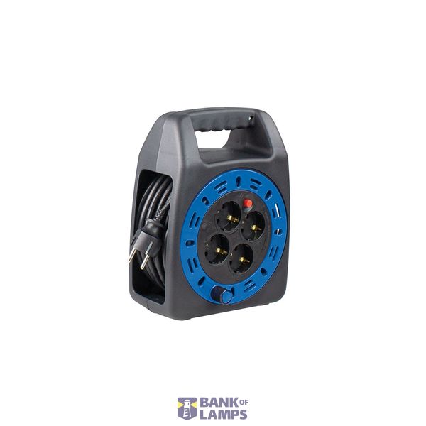 Compact reel KBS 404T blue 25 m H05VV-F 3G1, 5 4 built-in sockets 230V / 16A with thermal switch 230V / 16A / max. 3000W - Indoor IP20 - image 1