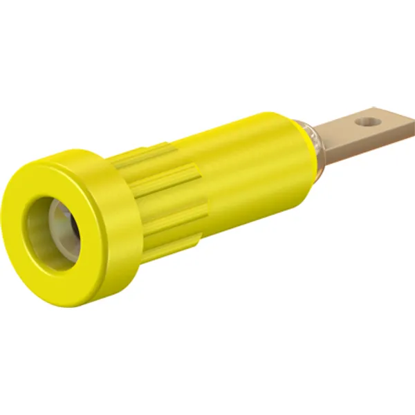 2 mm socket, flat plug connection, mounting Ø 4.9 mm, yellow, 23.1011-24 image 1