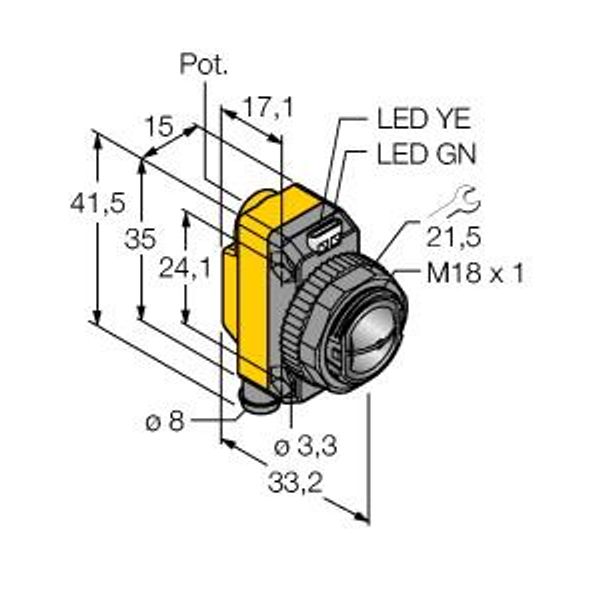Photoelectric Sensor Convergent Mode Sensor   QS18VP6CV15Q7 image 1
