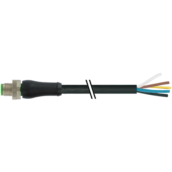 M12 Power male 0° L-cod. with cable PUR 5x1.5 bk UL/CSA+drag ch. 1m image 1