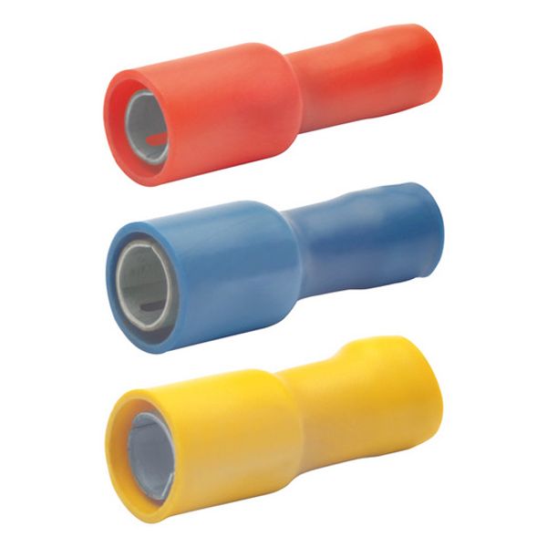 Insulated round plug sleeve, 5 mm, 4.0 to 6.0 mm², AWG 12 to 10, bronze, tin-plated, yellow, 950 image 1