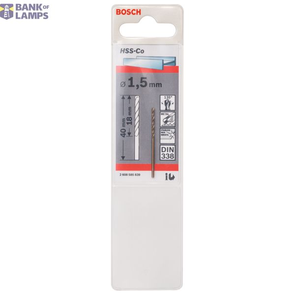Metal drill bits HSS-Co, DIN 338 1,5 x 18 x 40 mm 1 pcs. image 2