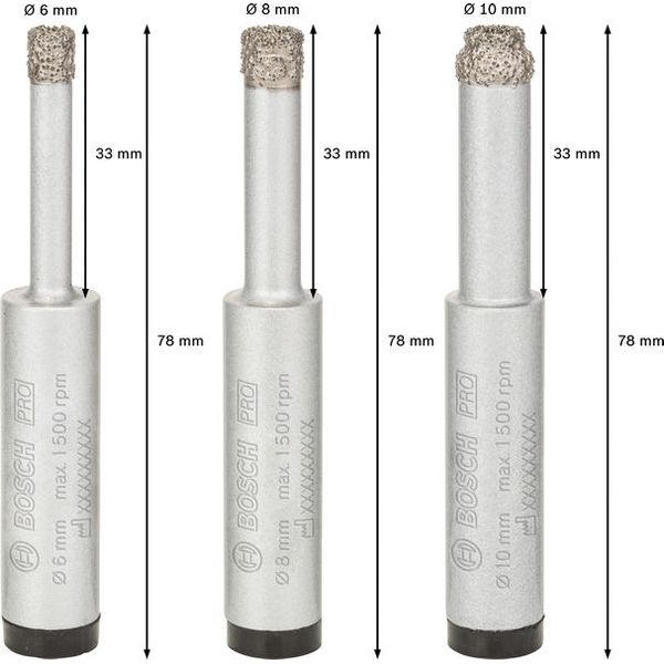 3-piece Robust Line diamond drill bit set Easy Dry Best for Ceramic image 2