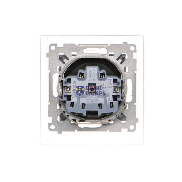 Single socket outlet with Schuko earthing for IP44 without seal frame, with shutters, (module), Simon 24, IP44, white, Flap color: Same as a cover image 1