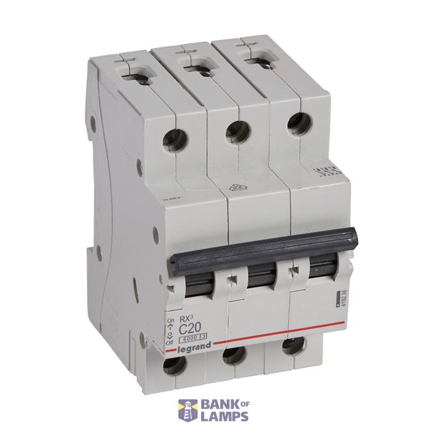 MCB RX³ 6000 - 3P - 400V~ - 20 A - C curve - prong/fork type supply busbars image 2