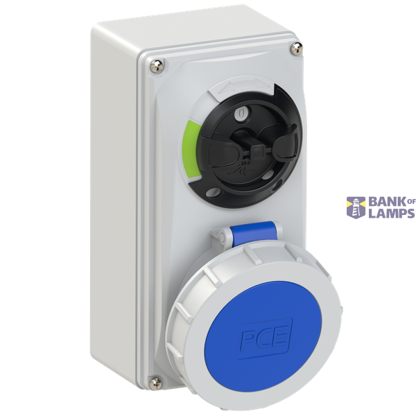 Fixed socket with switch, 32A 3P 6h IP66/67 image 1