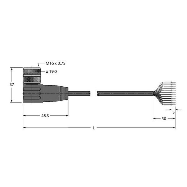 Actuator and sensor cable Connection Cable   BKWM19-E01-10/S90 image 1