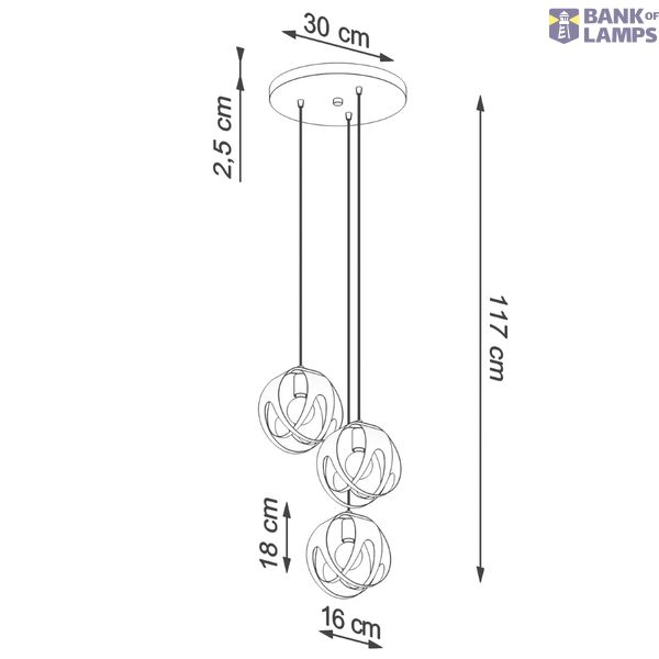 HANGING LAMP TULOS 3P WHITE E27 3X60W IP20 image 5