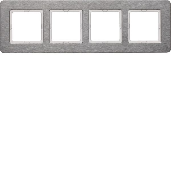 Frame 4gang, stainless Steel brushed, horizontal image 1