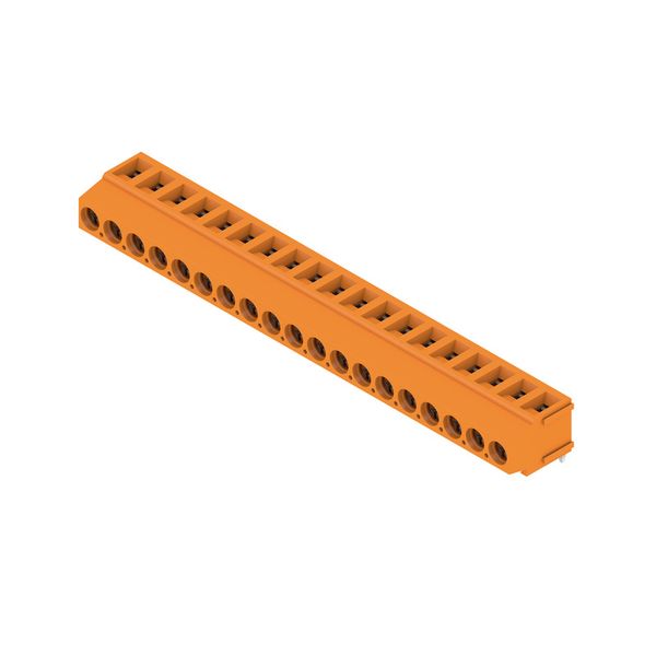 Printed circuit board terminals, 5.00 mm, Number of poles: 19, 180°, Solder pin length (l): 3.5 mm, tinned, orange, Clamping yoke connection, Clamping range, max. : 2.5 mm², Box image 4