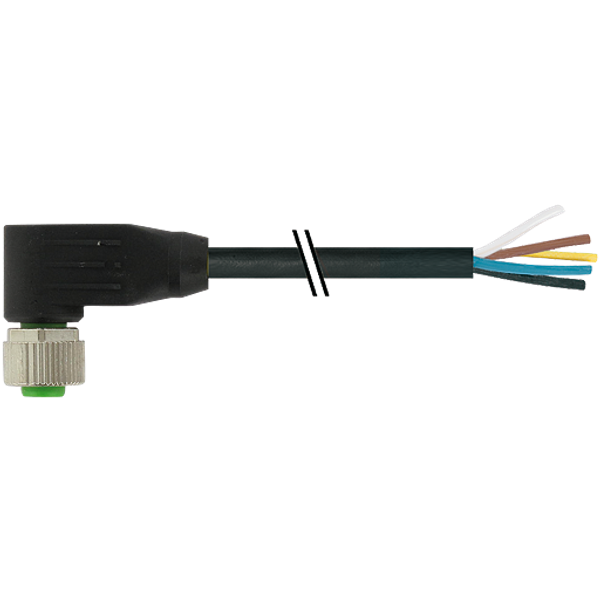 M12 female 90° B-cod. with cable PUR 5x0.34 bk UL/CSA+drag ch. 10m image 1