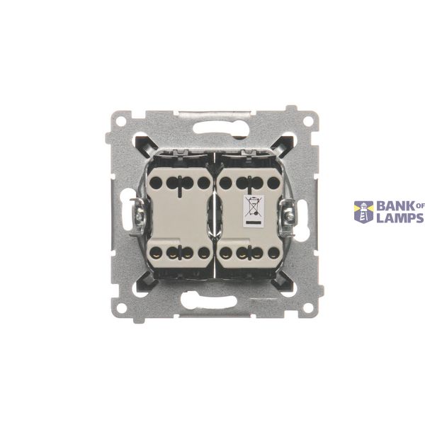 Double compact socket outlet with earthing IP44 version - flap in colour of the cover, 16A, Screw, dark grey image 1