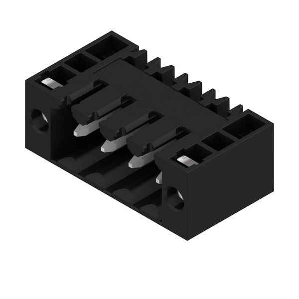 PCB plug-in connector, male header, Flange, THT solder connection, 3.50 mm, Number of poles: 4, 90°, Solder pin length (l): 3.2 mm, tinned, black, Box image 4