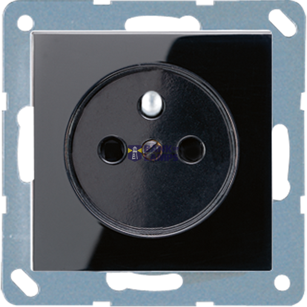 French/Belgian system socket, 16 A 250 V ~, plug-in terminals, integrated increased contact protection, SAFETY+, Duroplast, Series A, black image 1