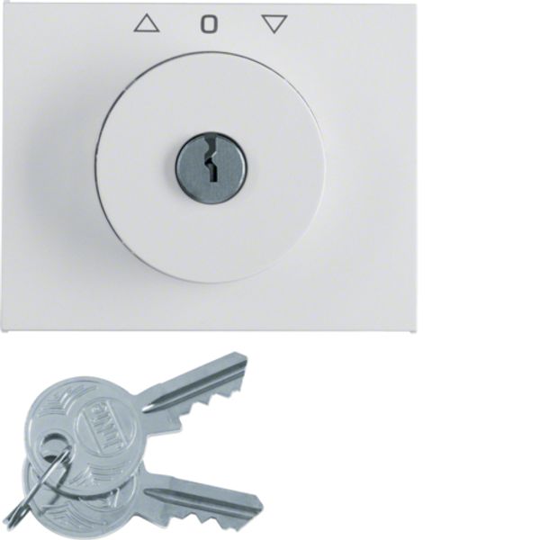 Central part with lock for shutter switch, key removal in 3 positions, Berker K.1, white, gloss image 1