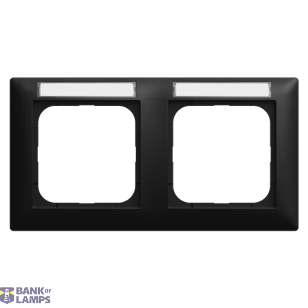 1732 NS-915  Cover frame with labelling field, horizontal with label space 2-gang black matt - Busch-balance SI image 1