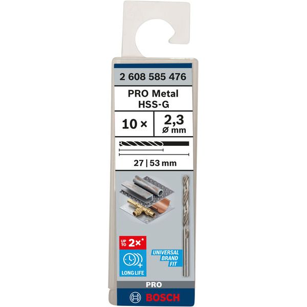 Metal drill bits HSS-G, DIN 338 2,3 x 27 x 53 mm 10 pcs. image 1