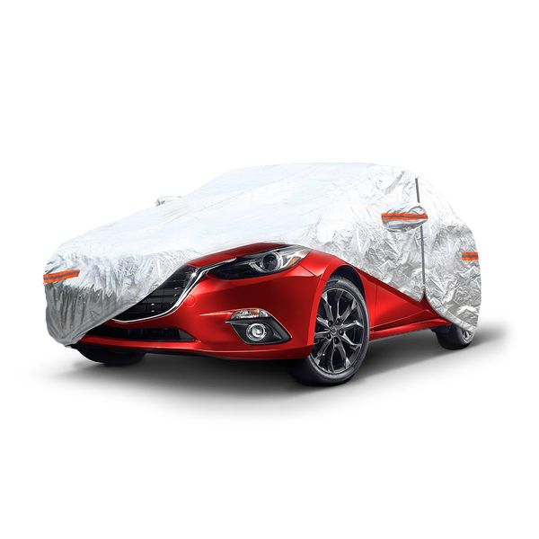 ALUMINIUM CAR COVER with ZIP, REFLECTIVE, 120g + cotton,Silver,  size: L image 1