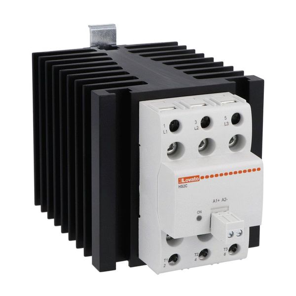 Solid state relay complete with heatsink, three-phase (2 controlled), 60A, 90...280VAC, screw terminals image 1
