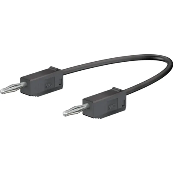 Measuring lead with (2 mm plug, spring-loaded, straight) to (2 mm plug, spring-loaded, straight), 300 mm, black, PVC, 0.5 mm², CAT O, 28.0115-03021 image 1