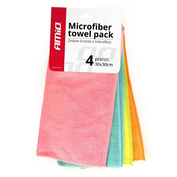 Microfiber towel pack 4 pcs. 30x30 cm Cwash-02 AMIO-01046 image 1