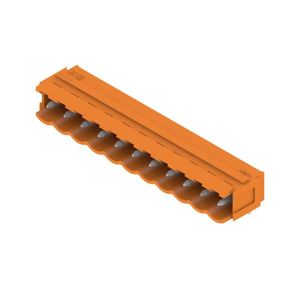 PCB plug-in connector, male header, Dovetails for fixing blocks, THT solder connection, 5.00 mm, Number of poles: 11, 90°, Solder pin length (l): 3.2 mm, tinned, orange, Box image 2