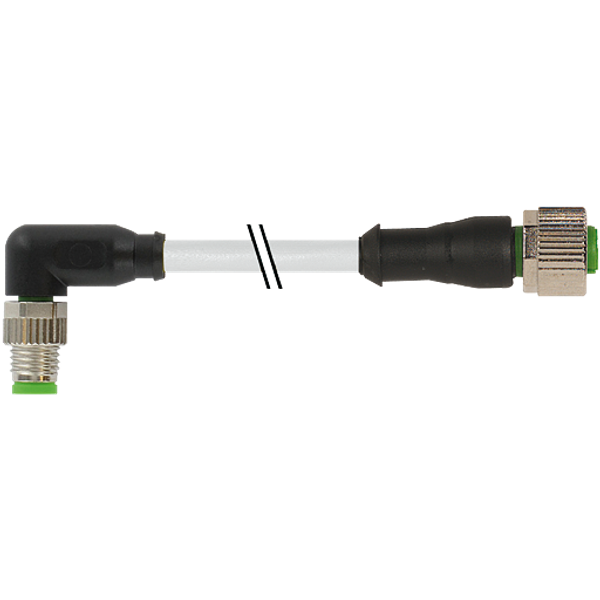 M8 male 90° / M12 female 0° A-cod. PUR 3x0.25 gy UL/CSA+drag ch. 0.3m image 1