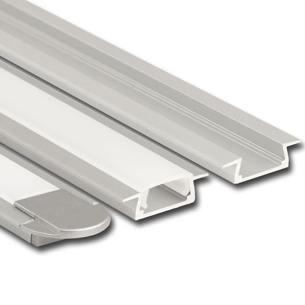 Built-in VR aluminum profile, 22x7 mm, White diffuser, complete, 1 m image 1