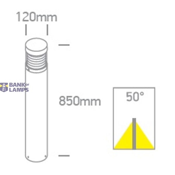 ANTHRACITE BOLLARD 85cm 15W WW IP54 100-240V image 2