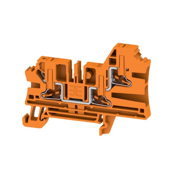 Feed-through terminal block, PUSH IN, orange, 4 mm², 32 A, 1000 V, Number of connections: 3 image 1