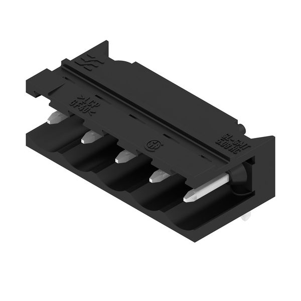 PCB plug-in connector, male header, open side, THT/THR solder connection, 5.08 mm, Number of poles: 5, 90°, Solder pin length (l): 3.2 mm, tinned, black, Box image 3