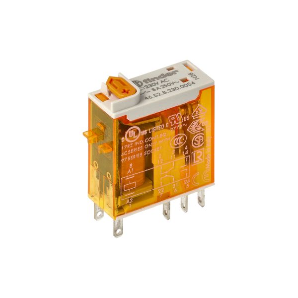 Mini.ind.relays 2CO 8A/230 VAC/Agni+Au/Test button/LED/Mech.ind. (46.52.8.230.5054) image 4