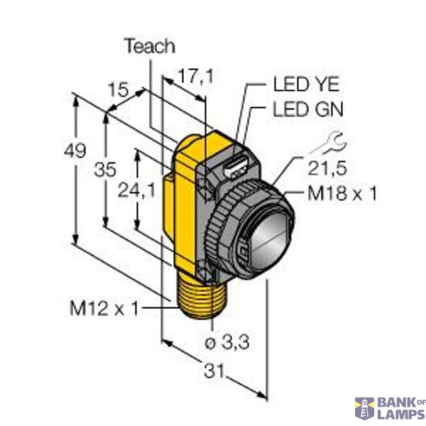 Photoelectric Sensor Convergent Mode Sensor   QS18EN6CV45Q8 image 1