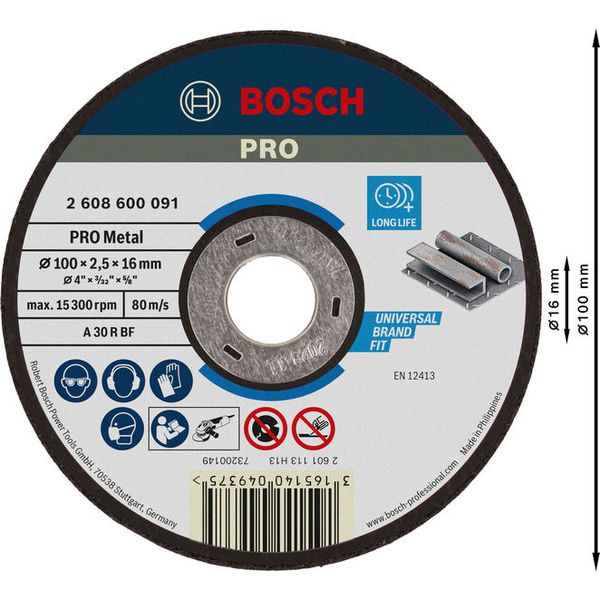 Expert for Metal straight cutting disc A 30 R BF, 100 mm, 16,00 mm, 2,5 mm image 2