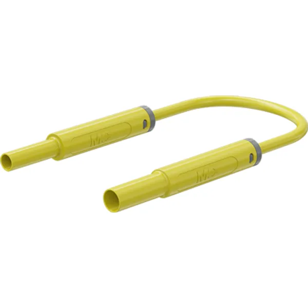 Safety measuring lead with (4 mm lamella plug, straight) to (4 mm socket, straight), 1 m, yellow, PVC, 1.0 mm², CAT IV, 66.1044-10024 image 1