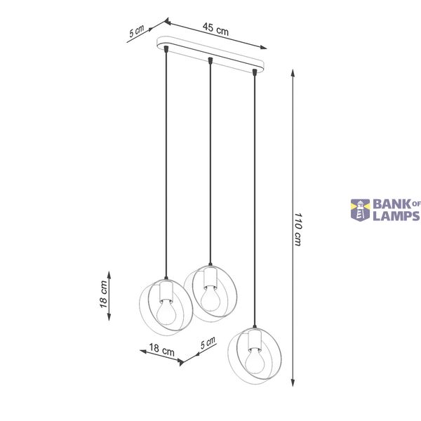 TITRAN 3 HANGING LAMP WHITE E27 3X60 IP20 image 3