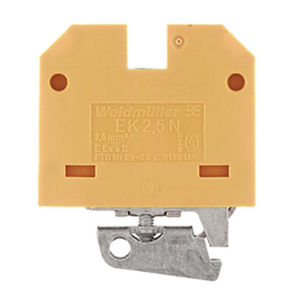 PE terminal, Screw connection, yellow, green, 2.5 mm², 800 V, Number of connections: 2, Number of levels: 1, TS 32, V-2, PA 66 image 1