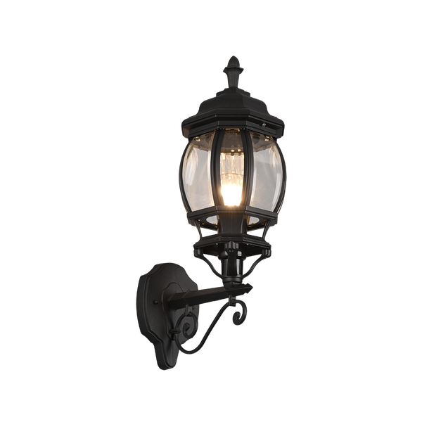 Elvo wall lamp E27 matt black lantern upwards image 1