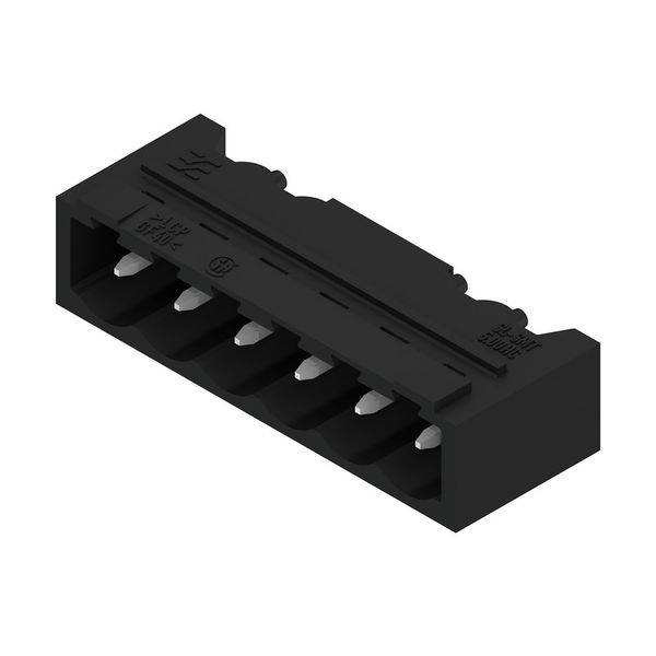 PCB plug-in connector, male header, closed side, THT/THR solder connection, 5.00 mm, Number of poles: 6, 90°, Solder pin length (l): 1.5 mm, tinned, black, Tape image 3