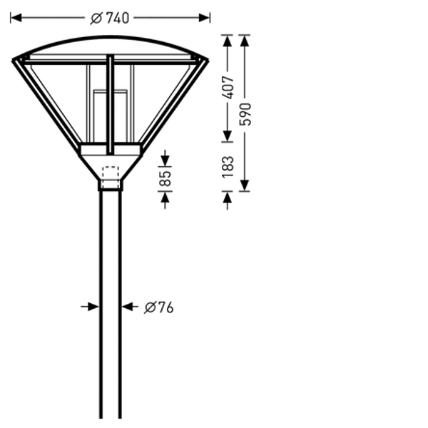 Post-top luminaires 983 CLO (normal) Reflector Black ET 25W 1500lm asymmetric wide (AB) IP23 IK04 3 SDCM image 1